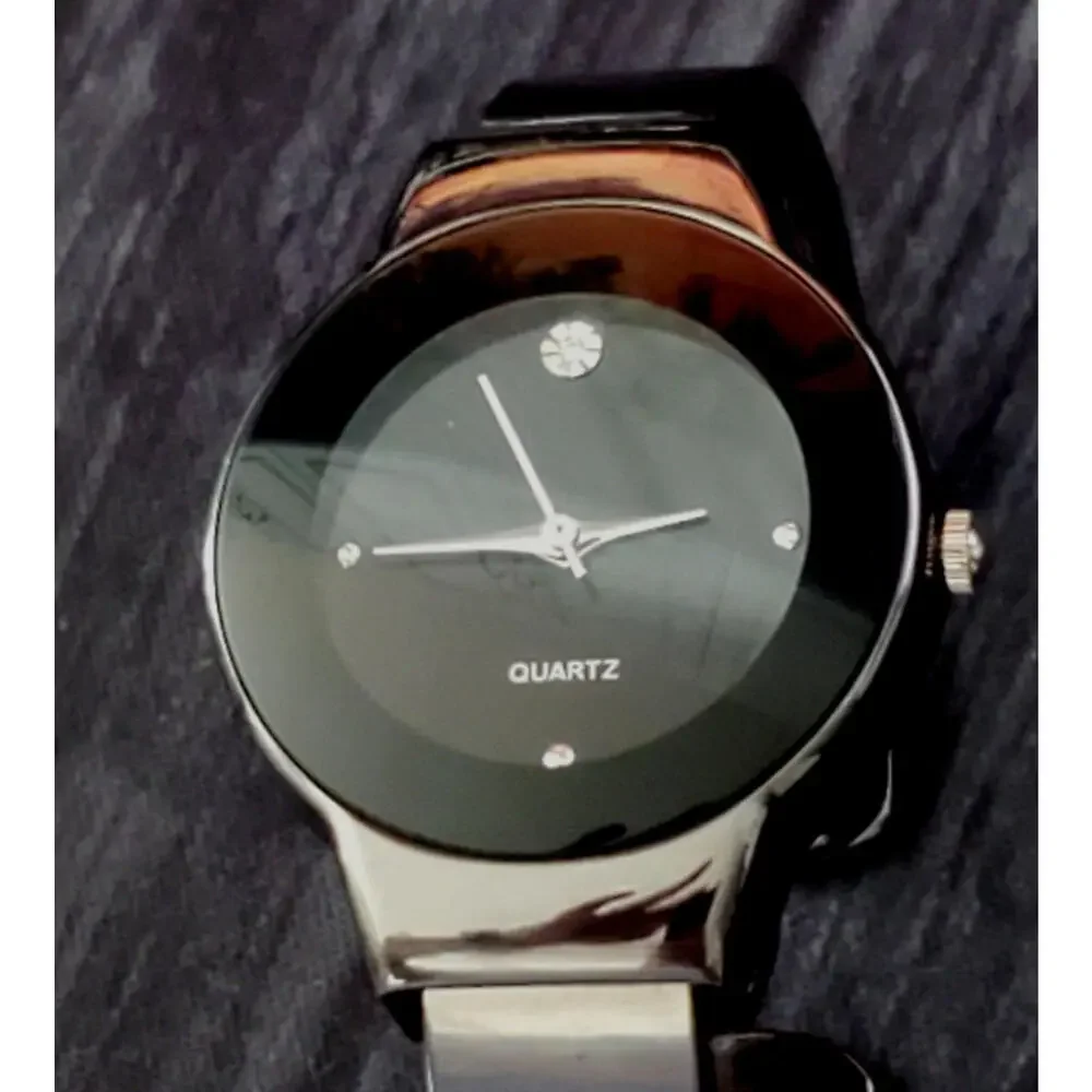 VTG‎ Waltham Lady Black Bold Syle Diamond Dial Bengal Watch